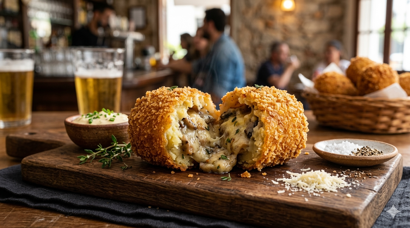 Bolinho de Batata com Cogumelos Estilo Boteco Gourmet