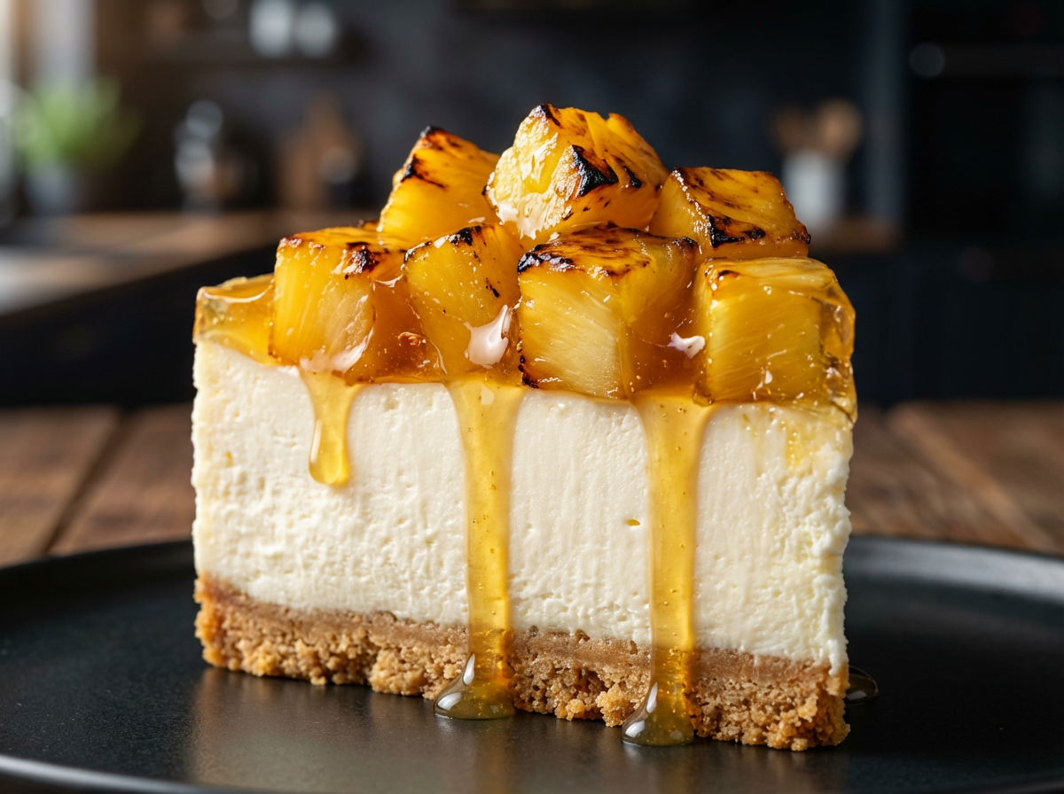 Cheesecake de Abacaxi Flambado com Geleia Caseira