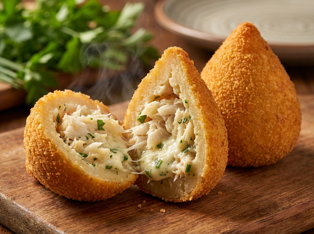 Coxinha de Bacalhau com Requeijão de Ervas