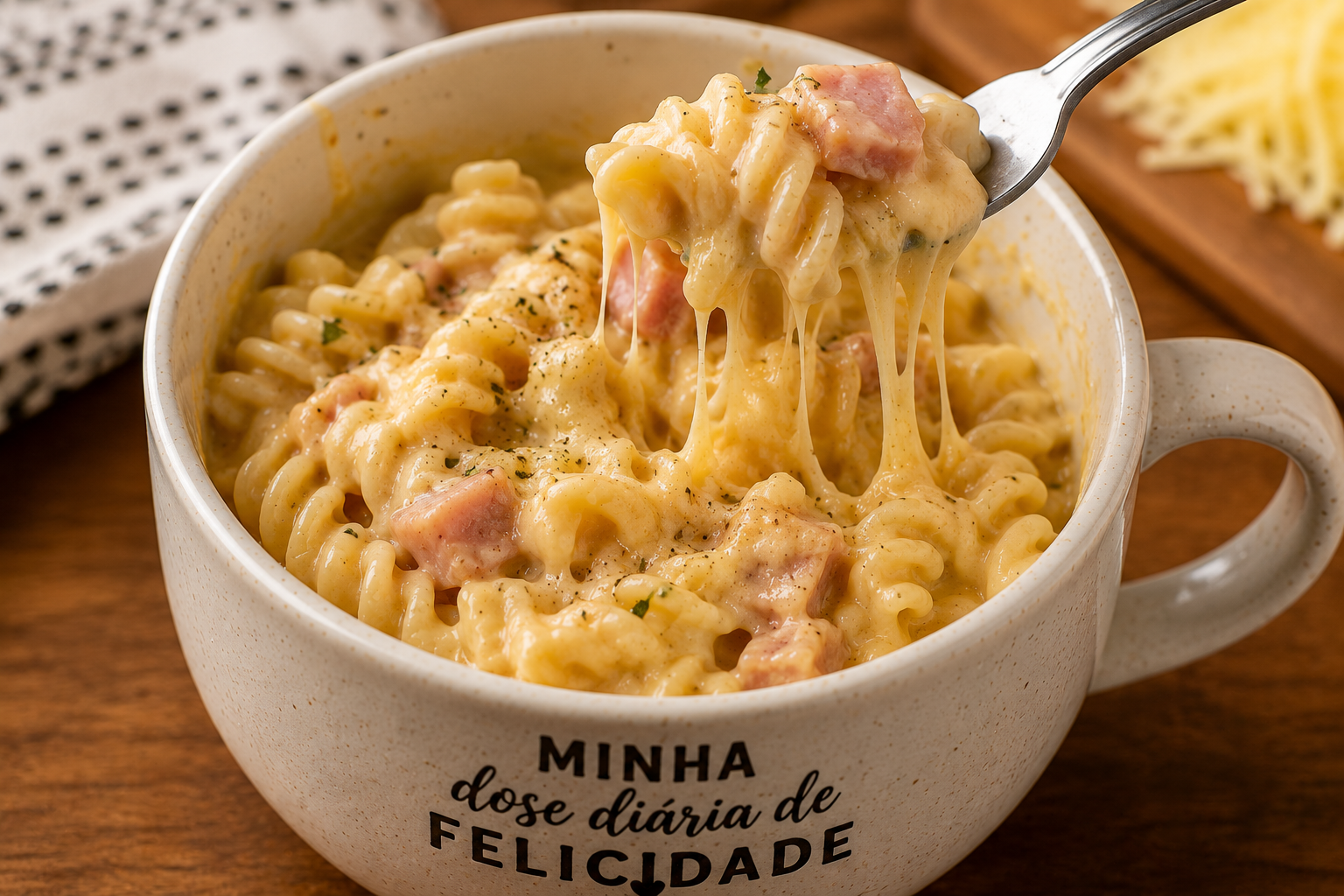 Macarrão Cremoso de Caneca no Microondas