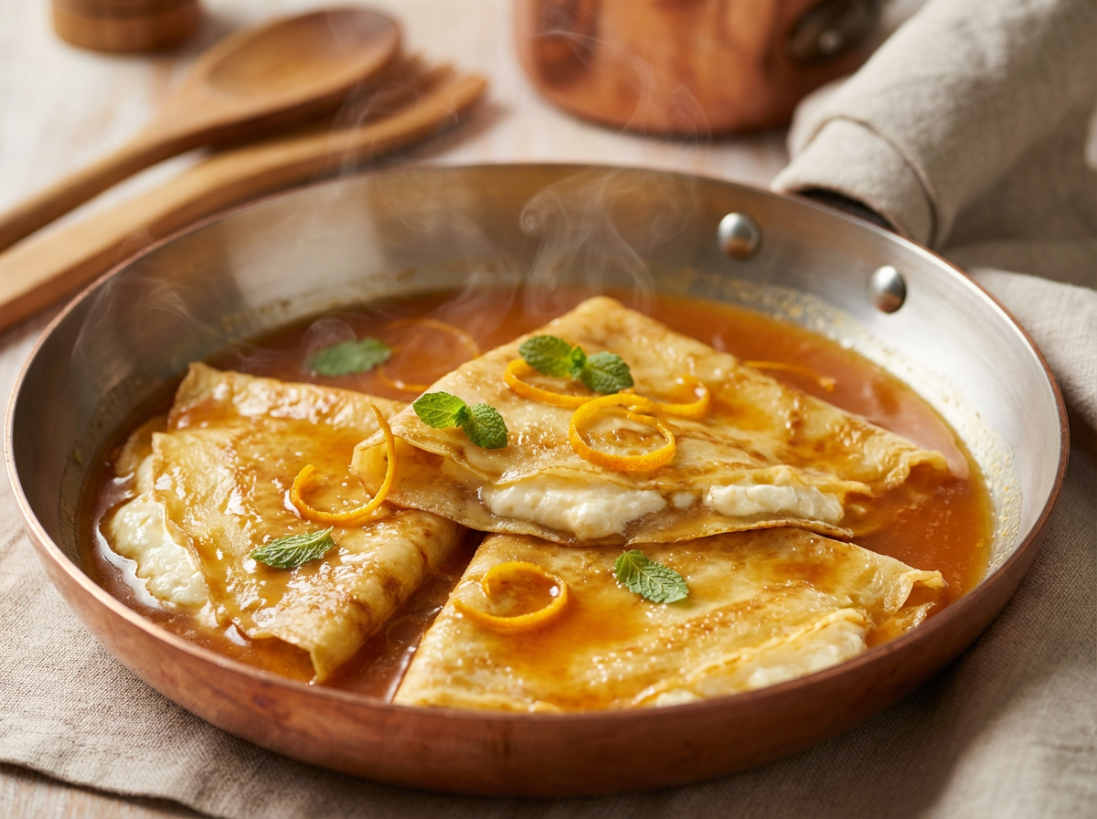 Nalesniki Suzette: Crepes Poloneses ao Molho de Laranja