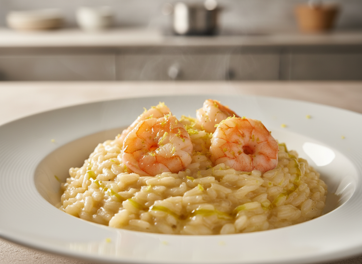 Risoto de Camarão ao Limão Siciliano