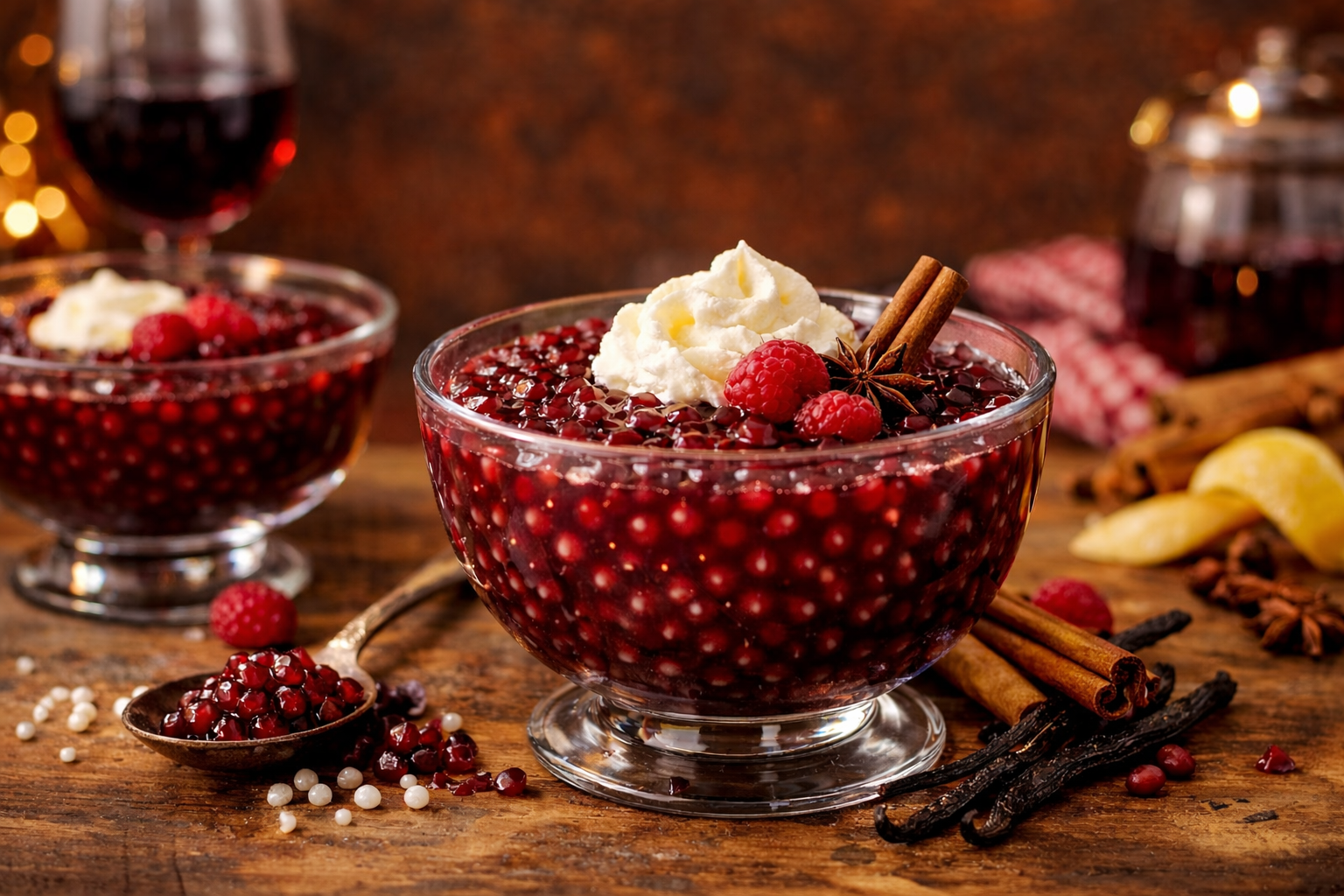 Sagu com Vinho Tinto Suave e Toque de Baunilha