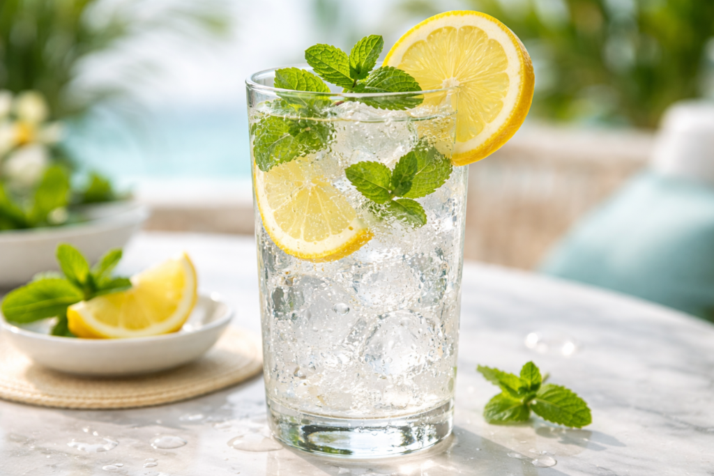 Spritz de Limão Siciliano com Hortelã Sem Álcool