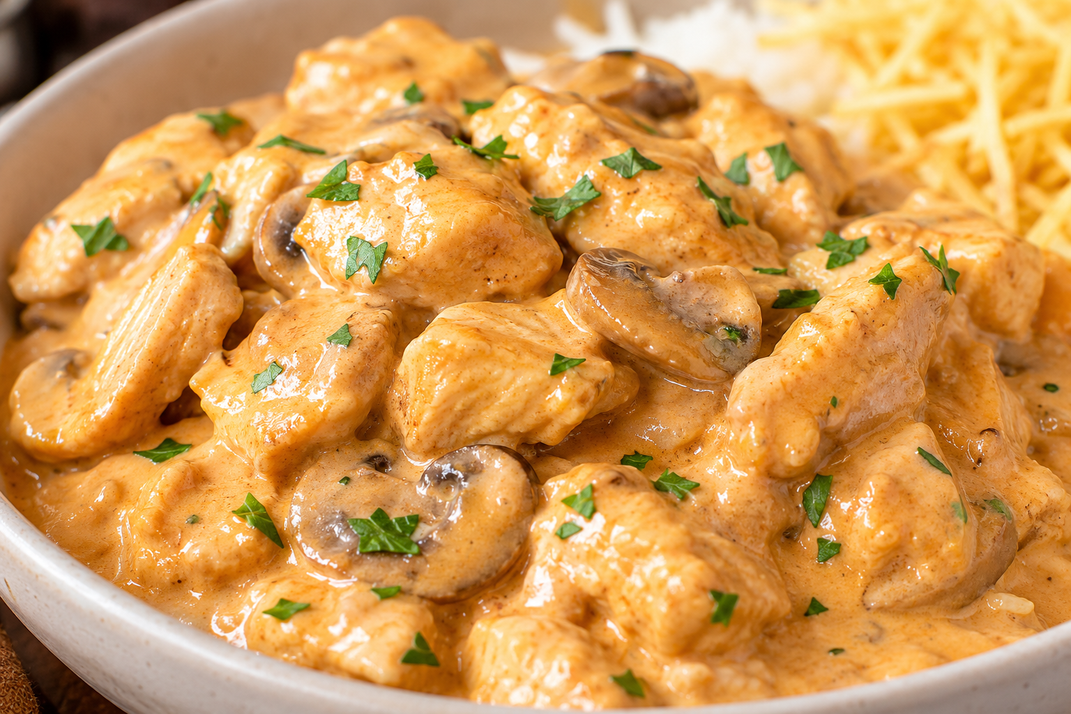 Strogonoff de Frango no Microondas